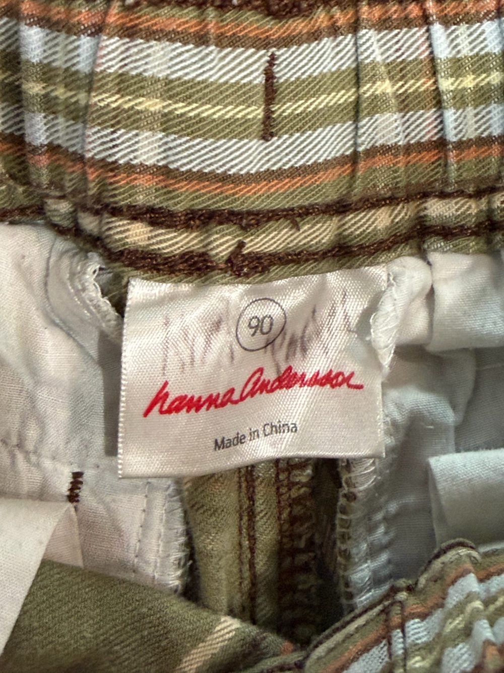 Hanna Andersson Plaid Pull-On Shorts Olive Green White Size 90 US 3T - Picture 2 of 5